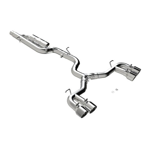 MBRP Exhaust 3in. Cat Back; Quad Split Rear; T304; CF Tip