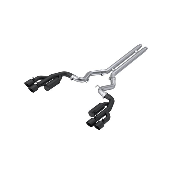 MBRP Exhaust 3in. Cat Back; with Quad 4in. Dual Wall Tips; Race Version; Black Coated