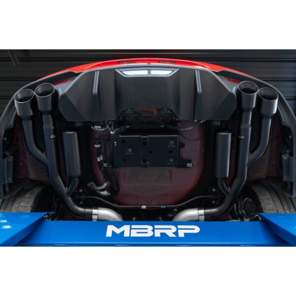 MBRP Exhaust 3in. Cat Back; with Quad 4in. Dual Wall Tips; Race Version; Black Coated