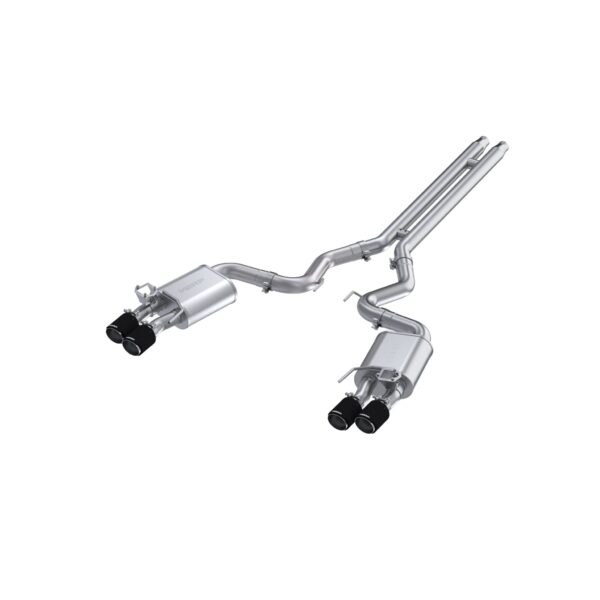 MBRP Exhaust 3" Cat Back, Dual Quad Split Rear Exit;with Carbon Fiber Tips; Active Exhaust T304