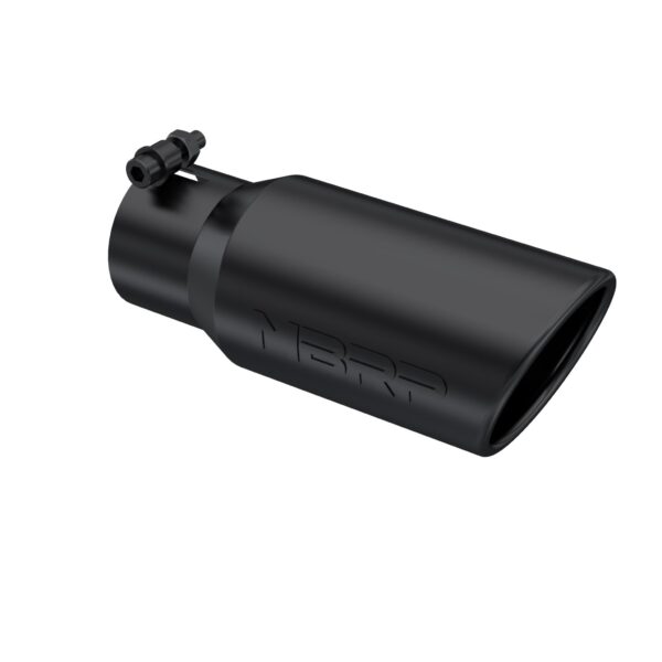 MBRP Exhaust Tip; 4in. O.D.; Angled Rolled End; 3in. inlet; 10in. length; Black