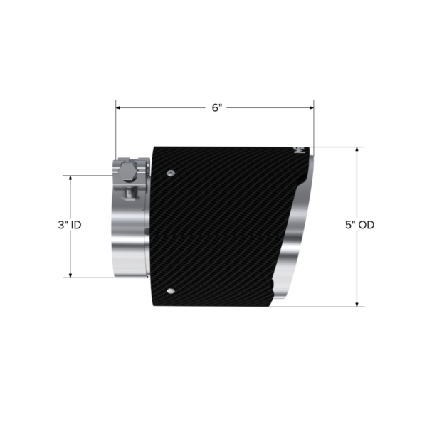 MBRP Exhaust Tip; 5in OD Out; 3in ID; 6.13in Length; Angle Cut; Dual Wall; Carbon Fiber