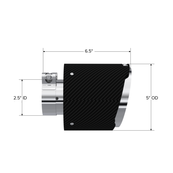 MBRP Exhaust Tip; 5in OD Out; 2.5in ID; 6.5in Length; Angle Cut; Dual Wall; Carbon Fiber