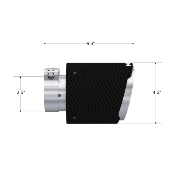 MBRP Exhaust Tip; 4.5in OD Out; 2.5in ID; 6.5in Length; Angle Cut; Dual Wall; Carbon Fiber