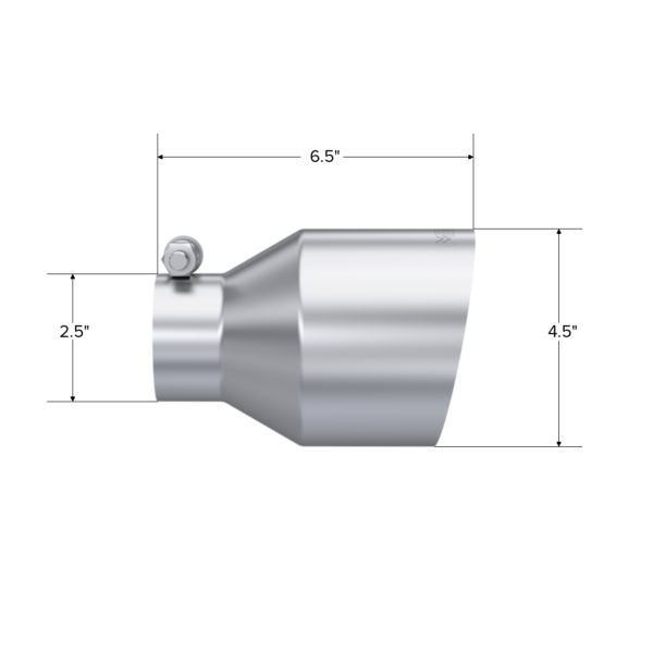 MBRP Exhaust Tip; 4.5in OD Out; 2.5in ID; 6.5in Length; Angle Cut; Single Wall; T304