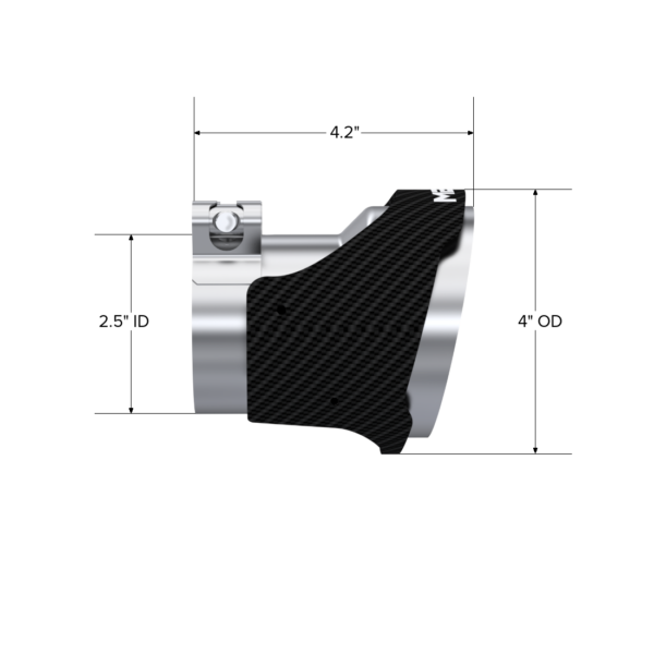 MBRP Exhaust Quad Tips; 4in OD Out; 2.5in ID; Dual Wall; Carbon Fiber